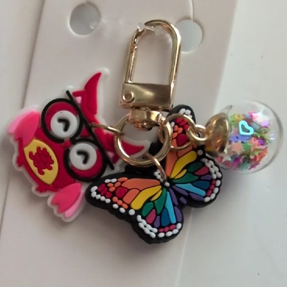 Colorful Owl and Butterfly Charm & Zipper Pull